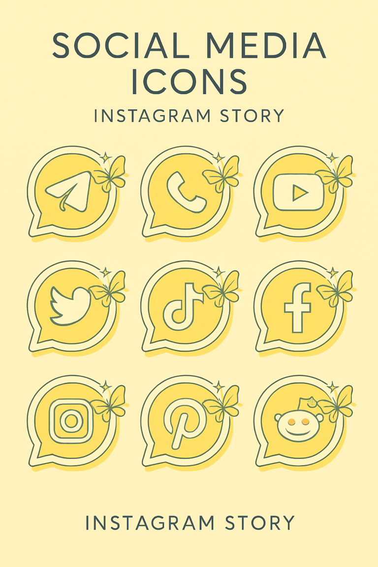 Yellow Aesthetic Social Media Icons for Instagram Highlights (Free Download)